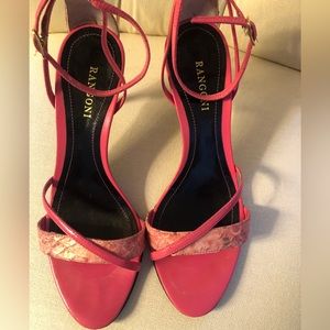 Rangoni snakeskin all leather ankle strap sandals